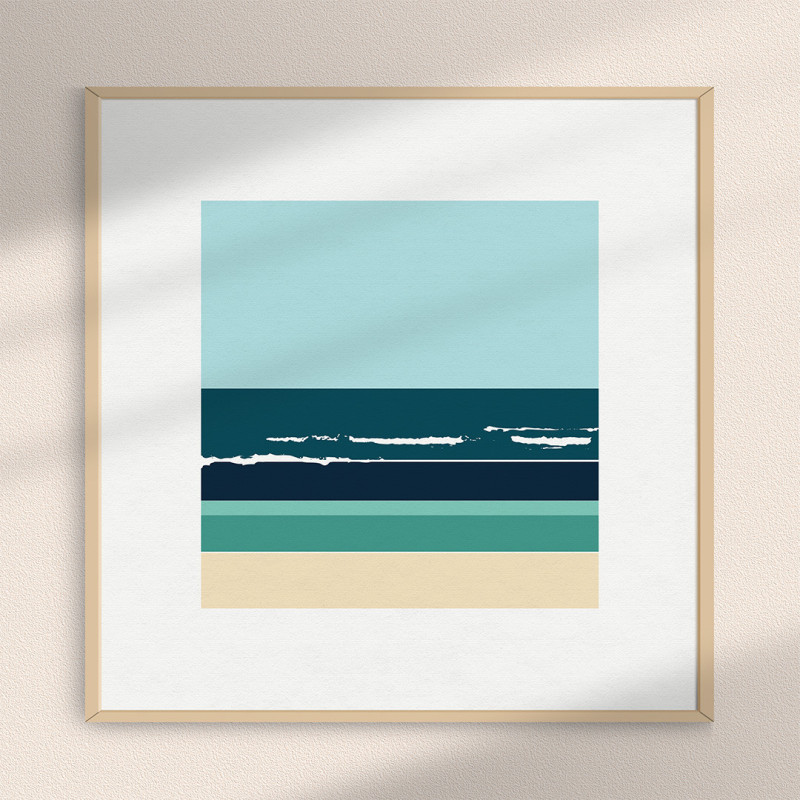 Handmade screen printing 30x30cm "Horizon Atlantic n°1"