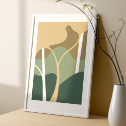 Handmade screen printing 30x40cm - Abstract Pine Tree - Beige